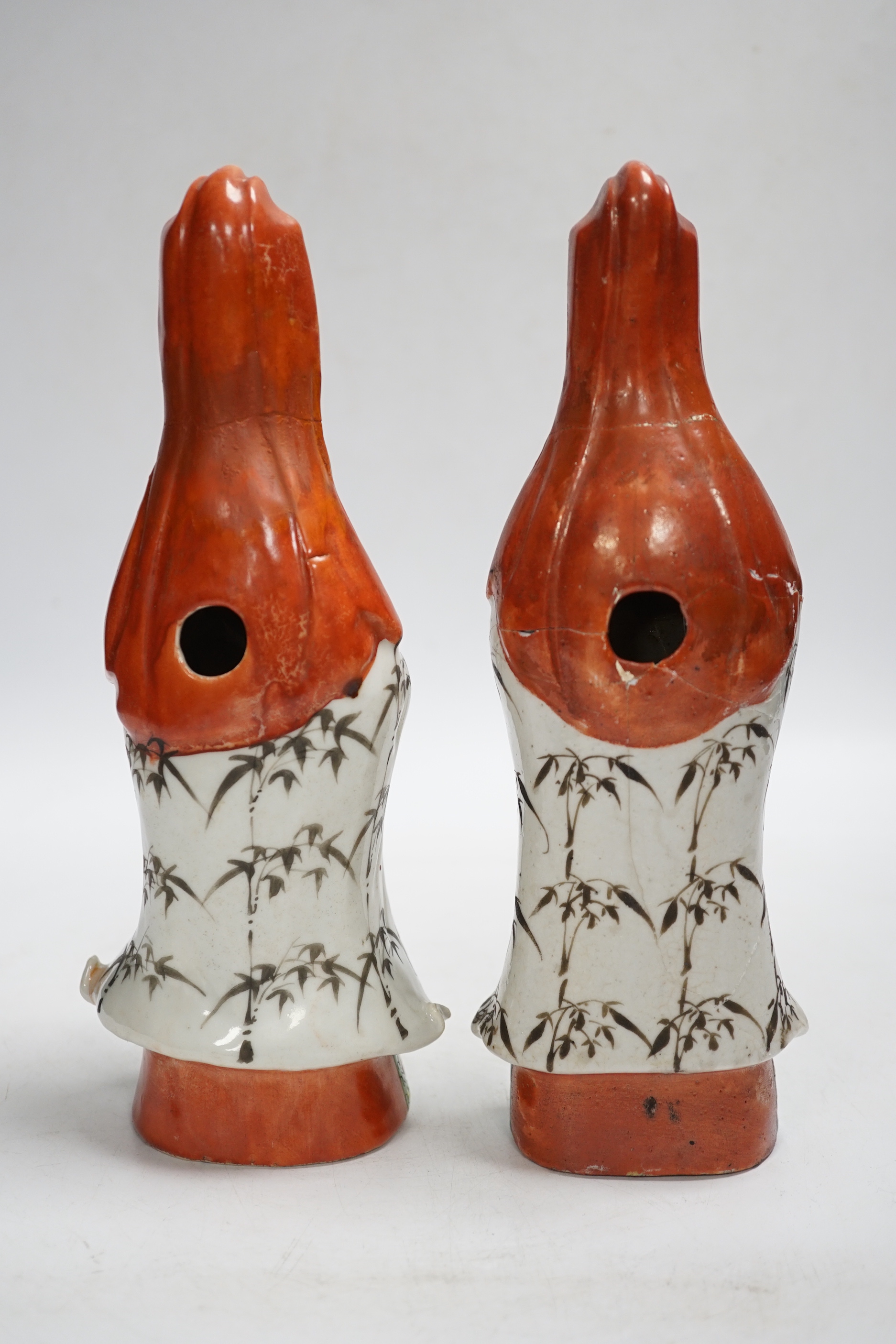 Two late 18th century Chinese enamelled porcelain figures, 23.5cm